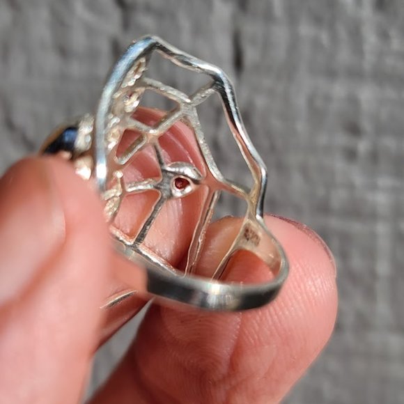 Citrene Garnet & topaz sterling spider on web ring sz6 NEW - Picture 5 of 8